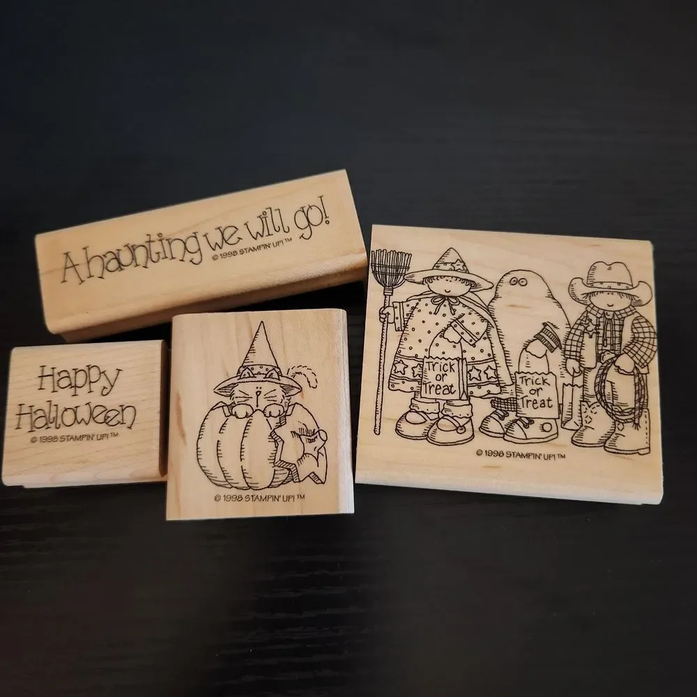 Stampin' Up! Halloween Rubber Stamps Set VINTAGE 1998 New Without Box 4 Stamps